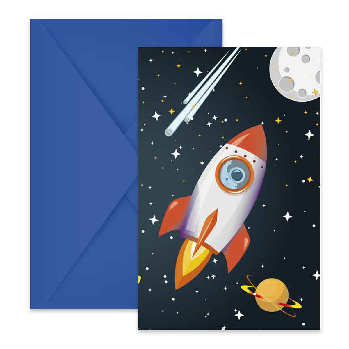 Globos invitaciones y sobres fsc rocket space, 6 uds.