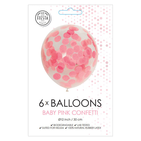 Globos confetti globos confeti de papel rosa bebe 30cm, 6 uds.