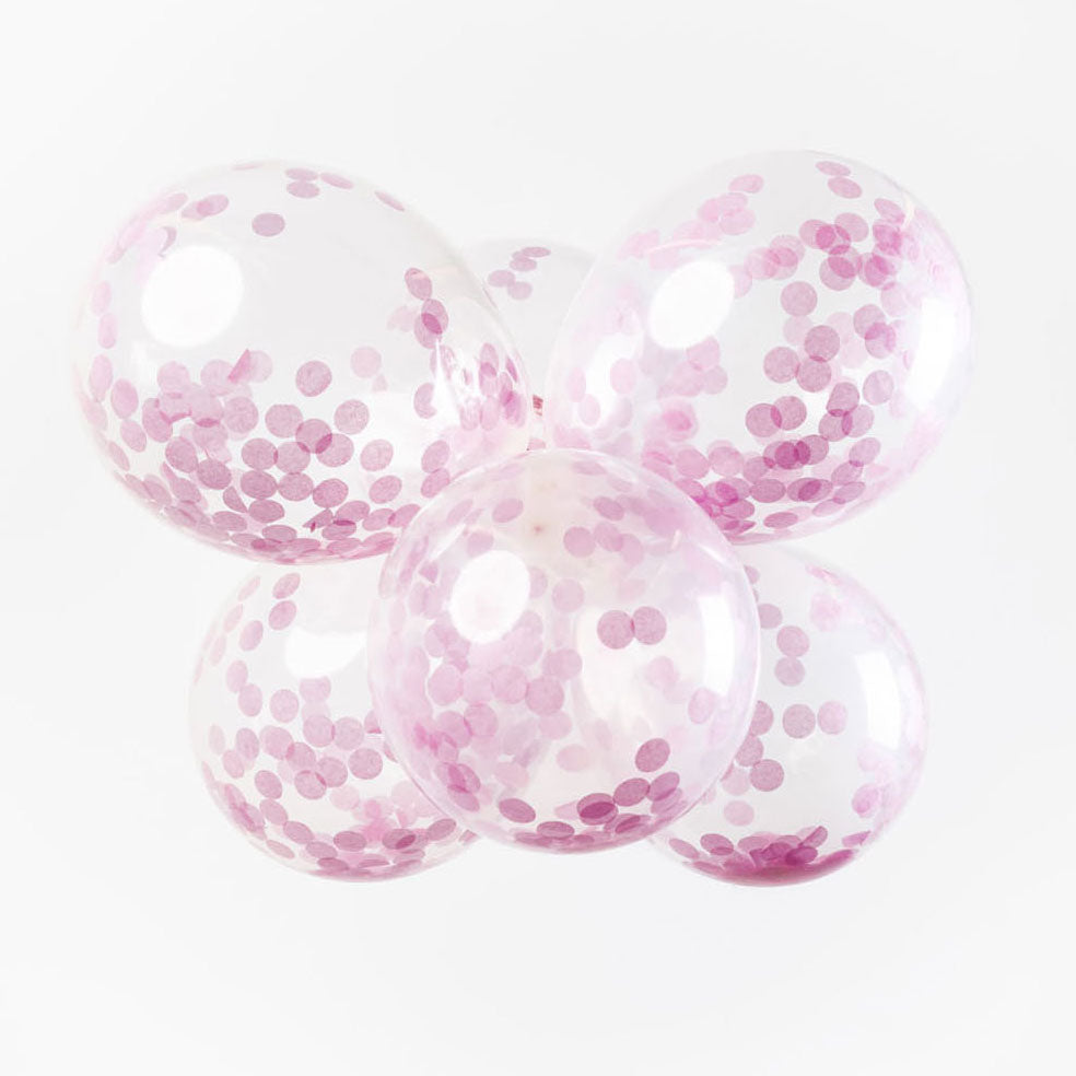 Globos confetti globos confeti de papel rosa bebe 30cm, 6 uds.