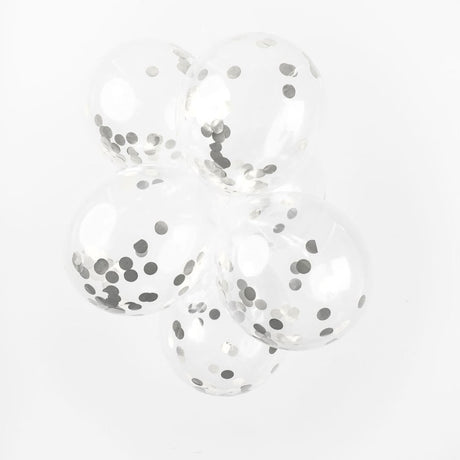 Globos confetti globos papel confeti metalizado plata 30cm, 6uds.