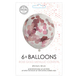 Globos confeti globos papel confeti metallix oro rosa, 6 uds.