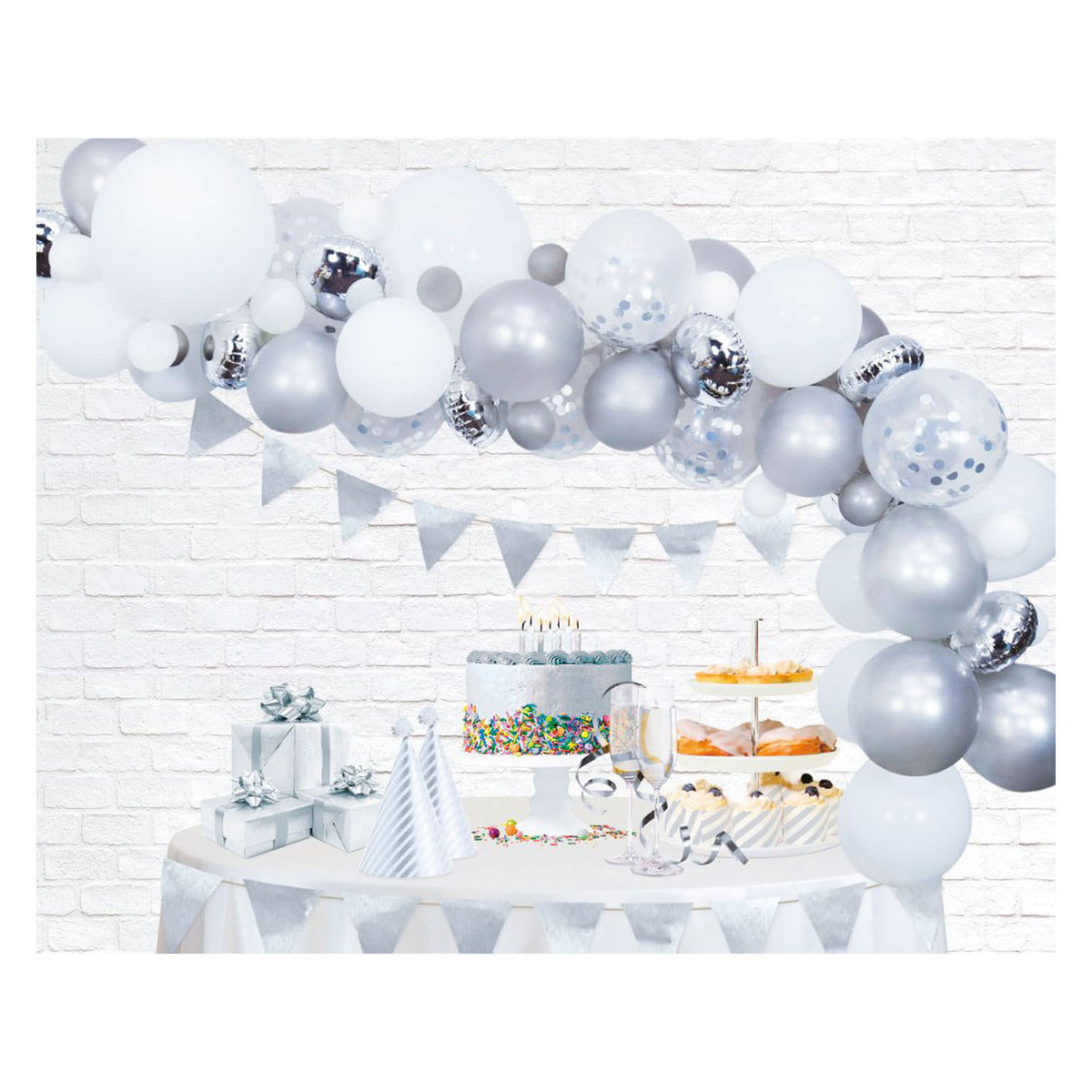 Globos set arco de globos plata