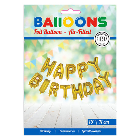 Globos foil globo texto feliz cumpleaños oro
