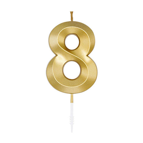 Vela tarta Globos 6cm oro metalizado núm. 8