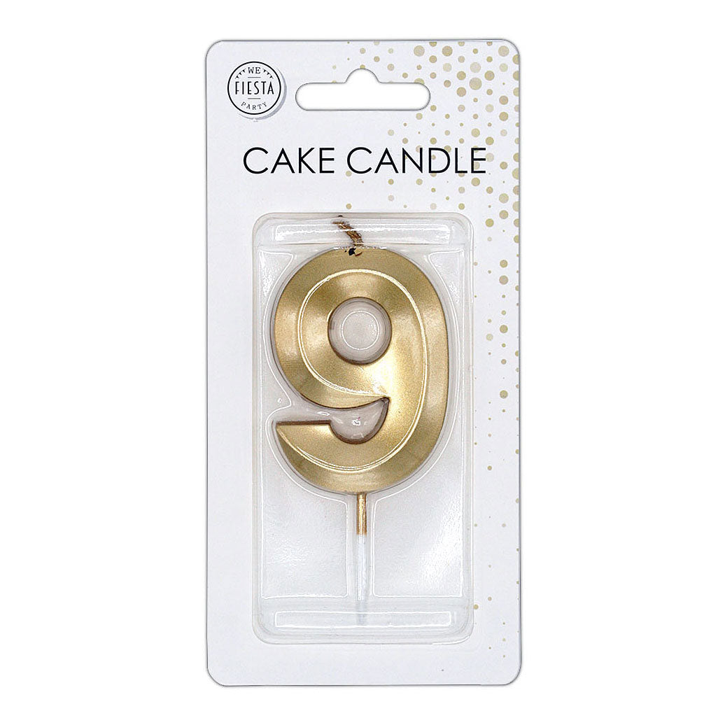 Vela tarta Globos 6cm oro metalizado núm. 9