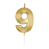 Vela tarta Globos 6cm oro metalizado núm. 9