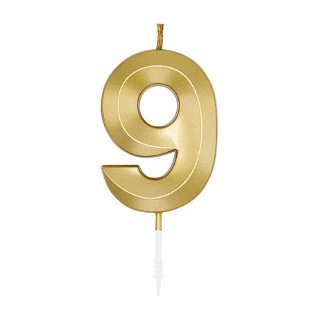 Vela tarta Globos 6cm oro metalizado núm. 9