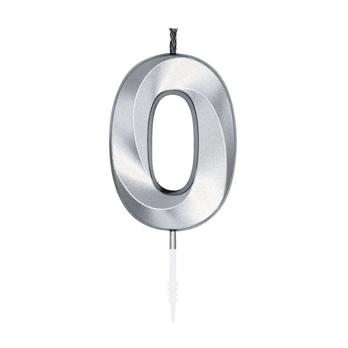 Vela tarta Globos 6cm plata metalizada nº0