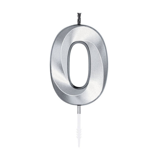 Vela tarta Globos 6cm plata metalizada nº0