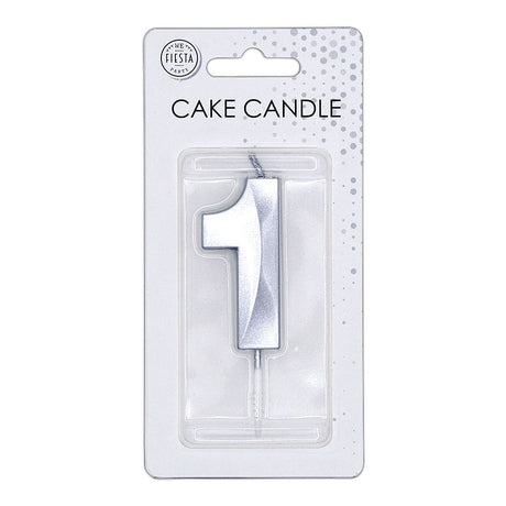 Vela tarta Globos 6cm plata metalizada nº1