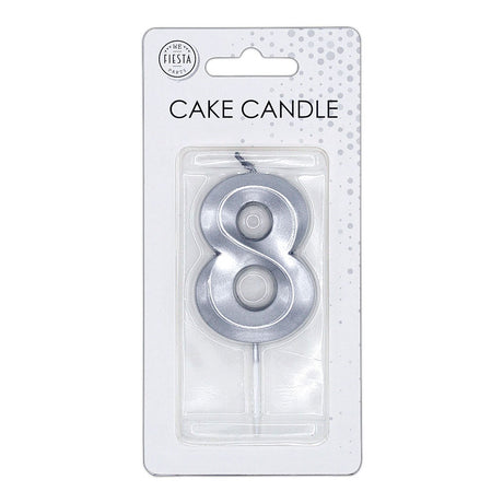 Vela tarta Globos 6cm plata metalizada nº8