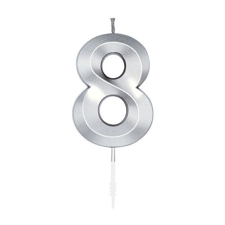 Vela tarta Globos 6cm plata metalizada nº8