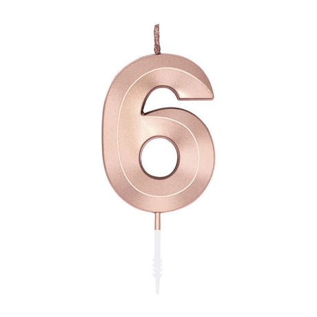 Vela tarta Globos 6cm metalizado oro rosa núm. 6