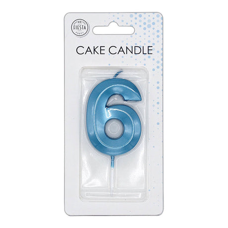 Vela tarta Globos 6cm azul claro metalizado núm. 6