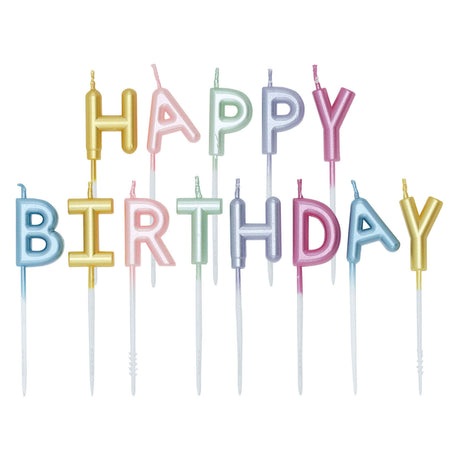 Globos pastel velas set feliz cumpleaños colores pastel