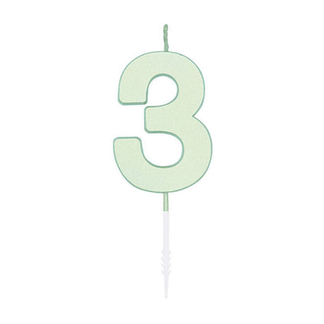 Vela tarta Globos 4,5cm pastel menta núm. 3