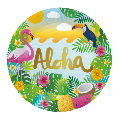 Platos de papel Globos 23cm aloha - 8 uds.