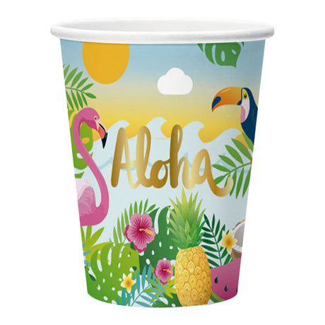 Vasos de papel Globos 210ml aloha - 8 uds.