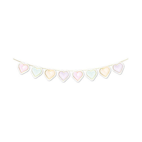 Globos guirnalda de papel acuarelas corazones - 2m