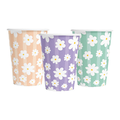 Vasos de papel Globos margaritas 210ml - 8 uds.