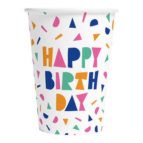 Vasos de papel Globos 210ml feliz cumpleaños - 8 uds.