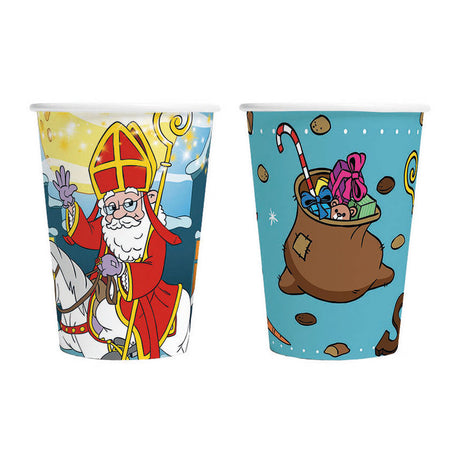 Vasos de papel Globos 210ml Sinterklaas - 8 uds.