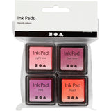 Tinta para sellos Creativ Company, melocotón, rosa, rosa claro, rosa oscuro, altura: 2 cm, medidas 3,5x3,5 cm, 4 piezas 1 caja