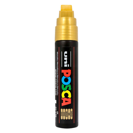 Marcador de pintura uni posca oro de 17 quilates - punta de bloque 15 mm