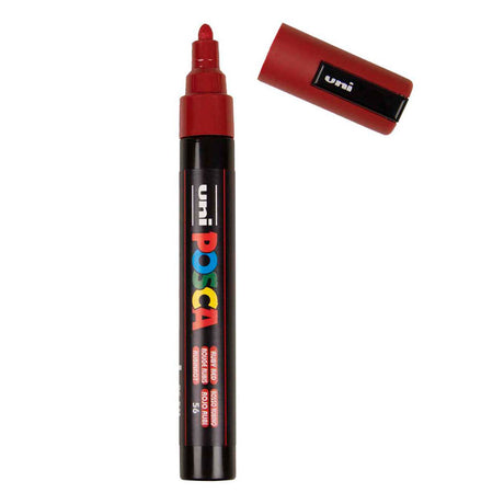 Rotulador uni posca paint pc5m rojo rubí - punta cónica 2,5 mm