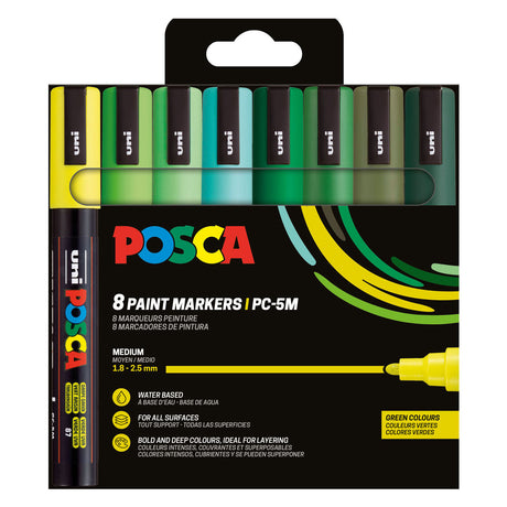Juego de rotuladores uni posca pc5m tonos verdes - 8 uds.