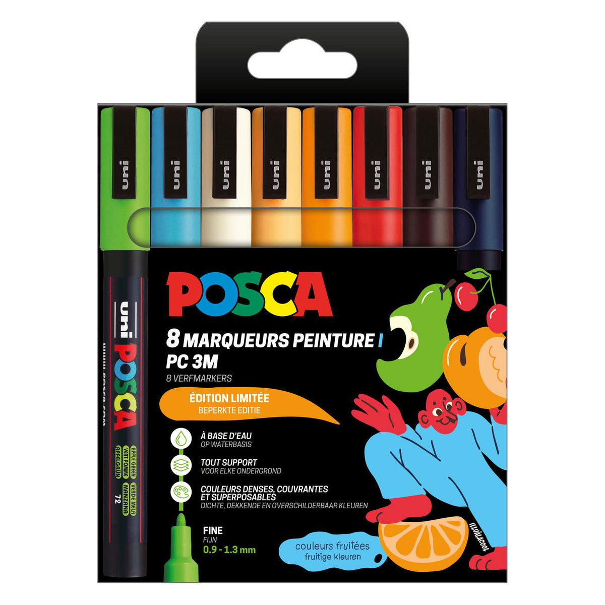 Juego de rotuladores uni posca pc3m colores frutales - 8 uds.