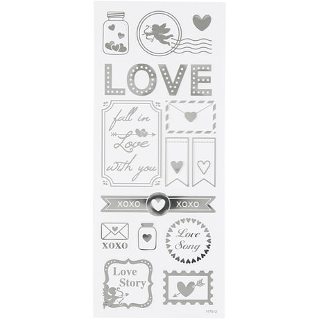 Pegatizas de creativ Company Silver Love, 1 hoja