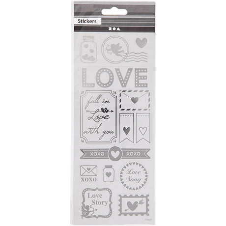 Pegatizas de creativ Company Silver Love, 1 hoja