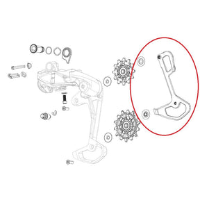Caja de cambio sram jaula interior de carbono rojo xplr axs incl tornillos de aluminio