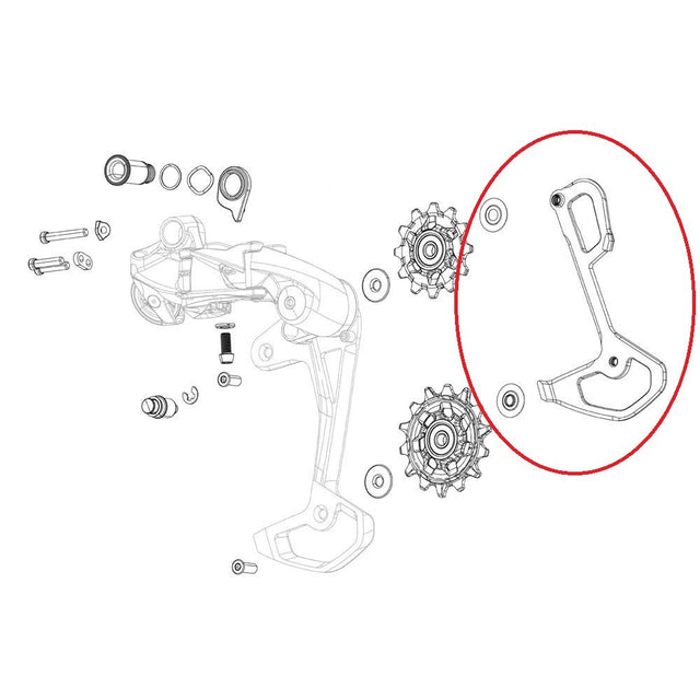 Caja de cambio sram jaula interior de carbono rojo xplr axs incl tornillos de aluminio