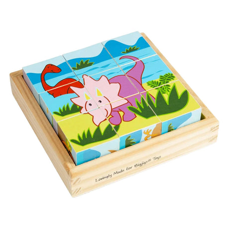 Bigjigs rompecabezas de bloques de madera dinosaurio - 9 piezas