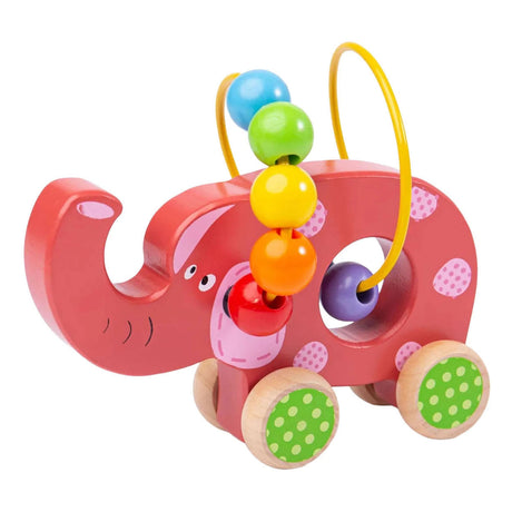 Bigjigs figura de empuje de madera elefante con espiral de cuentas