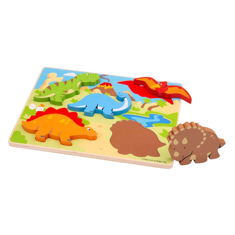 Bigjigs rompecabezas de madera dinosaurio - 5 piezas