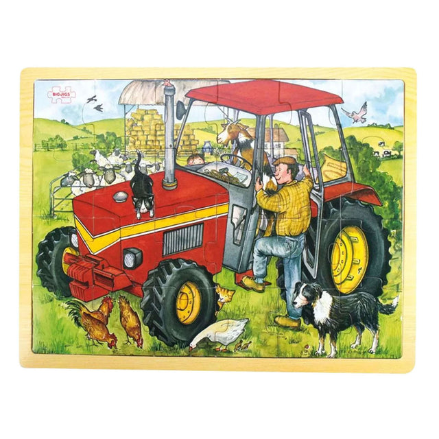 Bigjigs rompecabezas de madera tractor - 20 piezas