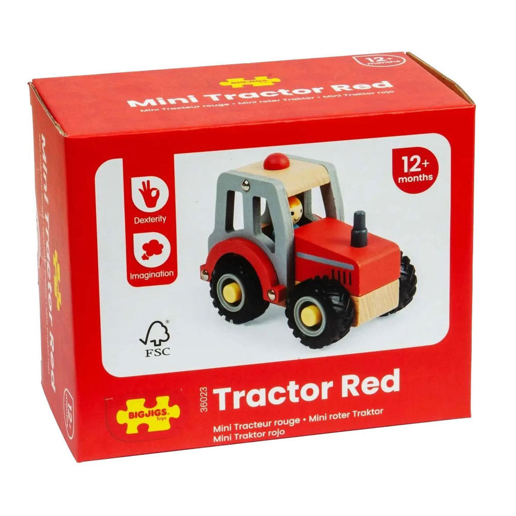 Tractor rojo de madera Bigjigs