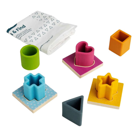 Puzzle con formas Bigjigs de madera y silicona - 13 piezas.