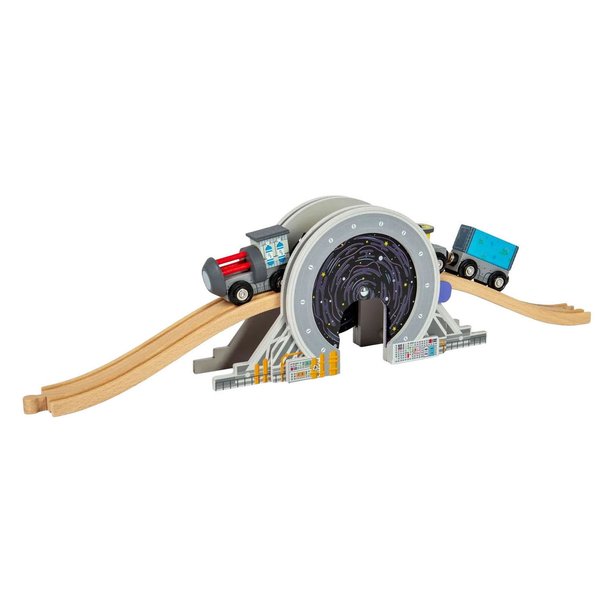 Rieles de madera Bigjigs - puente espacial