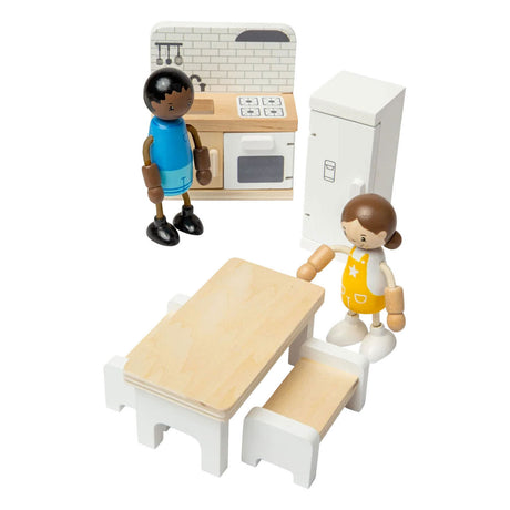Muebles de cocina para casa de muñecas de madera Bigjigs - 5 piezas.