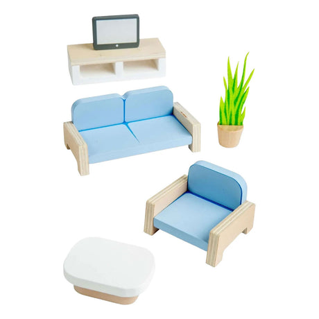 Muebles de salón de casa de muñecas de madera Bigjigs - 5 piezas.