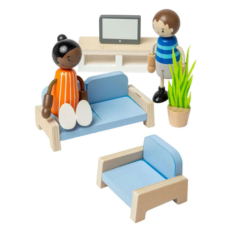 Muebles de salón de casa de muñecas de madera Bigjigs - 5 piezas.