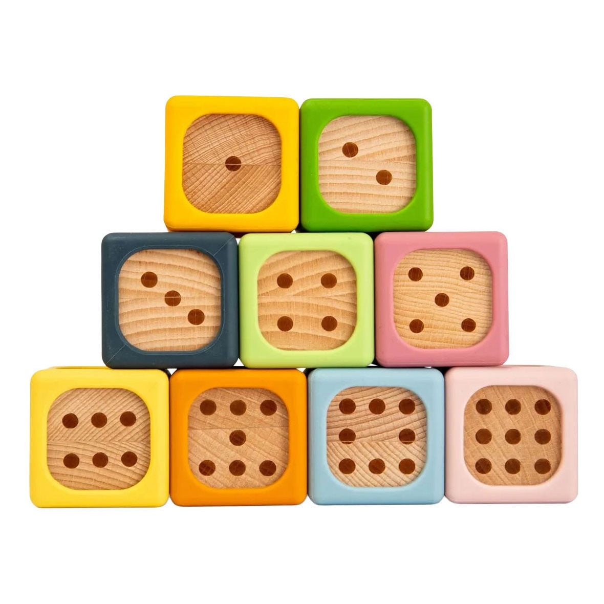 Bloques de clasificación blandos de madera Bigjigs - 9 piezas