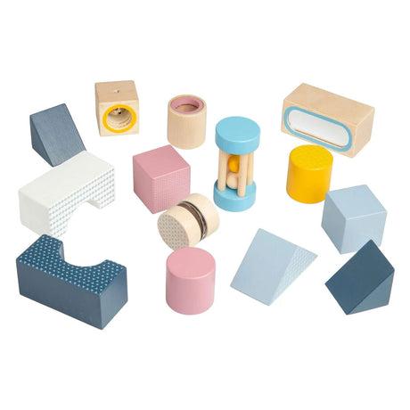 Bloques sensoriales de madera Bigjigs - 14 uds.