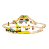 Juego de trenes safari de madera Bigjigs - 38 piezas.