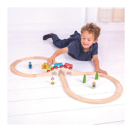 Vía de tren de madera Bigjigs - - En forma de 8 - 26 piezas