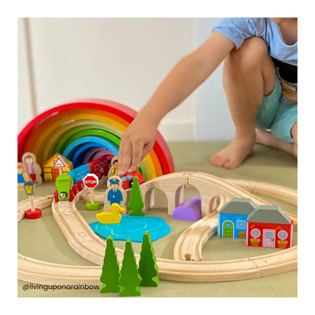 Vía de tren de madera Bigjigs - - En forma de 8 - 26 piezas